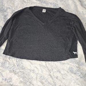 PINK Victoria's Secret Charcoal Knit Crop Top - L
